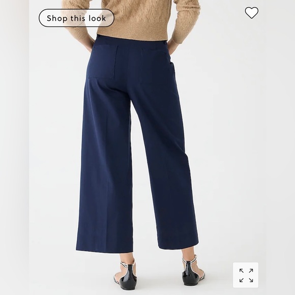 J.Crew petite Sydney wide-leg pant in bi-stretch cotton blend in navy - Picture 3 of 6